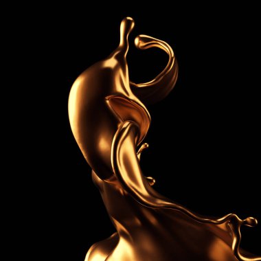 Şatafatlı, güzel altın kaplama. 3d illüstrasyon, 3d canlandırma.