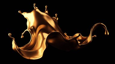 Şatafatlı, güzel altın kaplama. 3d illüstrasyon, 3d canlandırma.