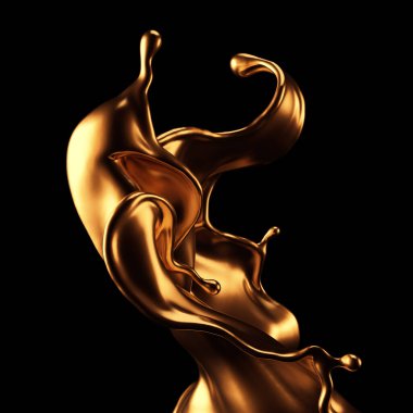 Şatafatlı, güzel altın kaplama. 3d illüstrasyon, 3d canlandırma.