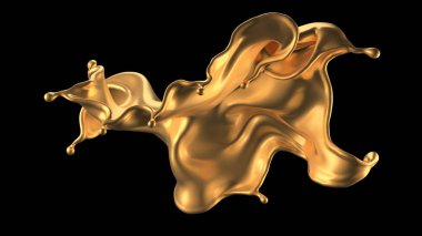 Şatafatlı, güzel altın kaplama. 3d illüstrasyon, 3d canlandırma.