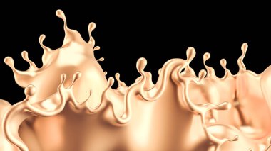 Altın sıçradı. 3d illüstrasyon, 3d canlandırma.