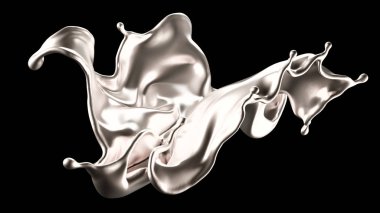 Şatafatlı bir gümüş sıçraması. 3d illüstrasyon, 3d canlandırma.