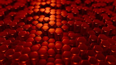 Kırmızı altıgen arka plan. 3d illüstrasyon, 3d canlandırma.