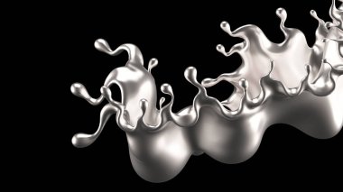 Su gümüşü. 3d illüstrasyon, 3d canlandırma.