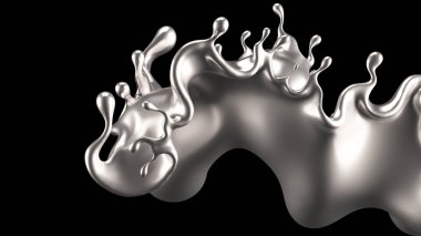 Su gümüşü. 3d illüstrasyon, 3d canlandırma.