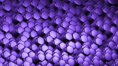 Mor altıgen arka plan. 3d illüstrasyon, 3d canlandırma.