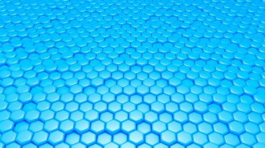 Mavi altıgen arka plan. 3d illüstrasyon, 3d canlandırma.