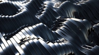 Çizgileri olan mavi siyah bir arkaplan. 3d illüstrasyon, 3d canlandırma.