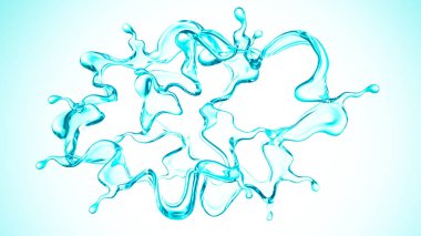 Mavi bir damla su. 3d illüstrasyon, 3d canlandırma.