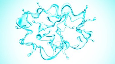 Mavi bir damla su. 3d illüstrasyon, 3d canlandırma.