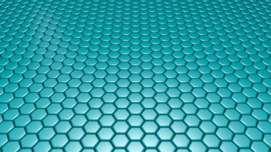 Turkuaz altıgen arka plan. 3d illüstrasyon, 3d canlandırma.