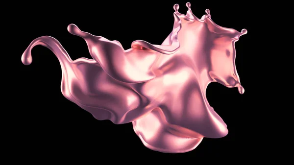 Luxury beautiful splash of pink gold. 3d illustration, 3d render — ストック写真