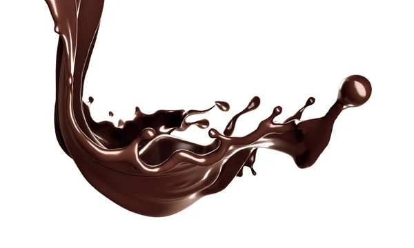 Bir tutam siyah çikolata. 3d illüstrasyon, 3d canlandırma.