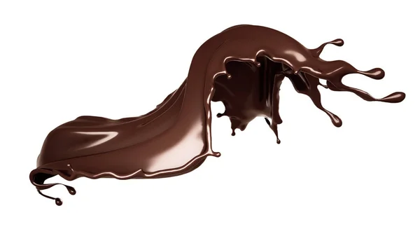 Een scheutje pure chocolade. 3d illustratie, 3d weergave. — Stockfoto