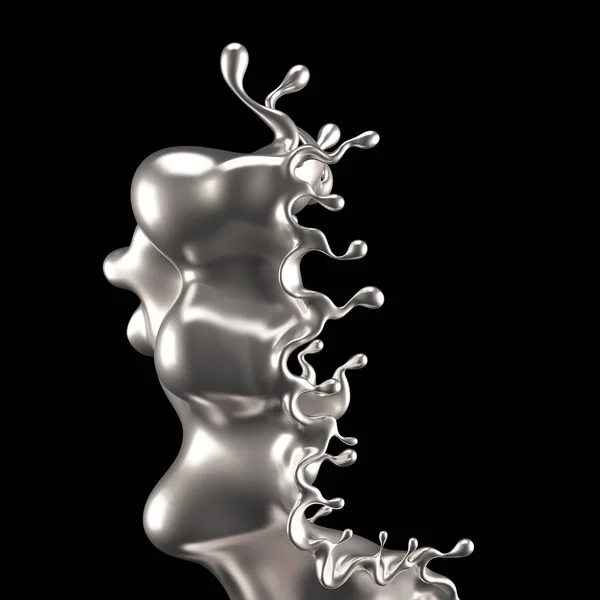 Splash silver. 3d illustration, 3d rendering. — 스톡 사진