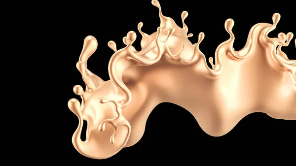 Splash gold. 3d illustration, 3d rendering. — Stock Photo, Image