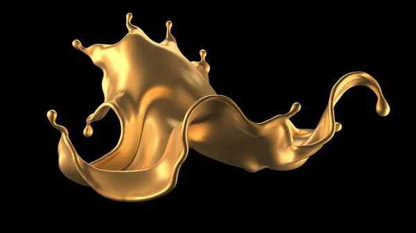 Luxury beautiful gold splash. 3d illustration, 3d rendering. — 스톡 사진