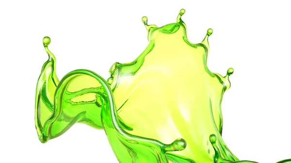 A beautiful green liquid splash. 3d illustration, 3d rendering. — 스톡 사진