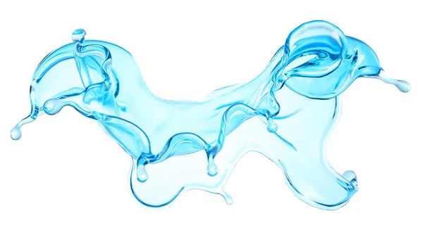 Gyönyörű kék víz fröccsenés. 3D illusztráció, 3D-s renderelés. — Stock Fotó