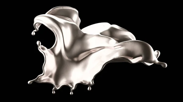 Luxurious splash of silver. 3d illustration, 3d rendering. — Stock Photo, Image