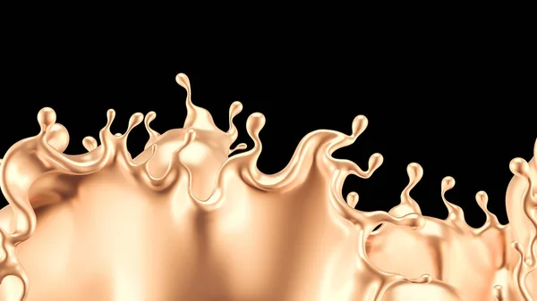 Splash gold. 3d illustration, 3d rendering. — Stock Photo, Image