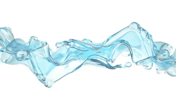 Una spruzzata d'acqua blu. Illustrazione 3d, rendering 3d . — Foto Stock