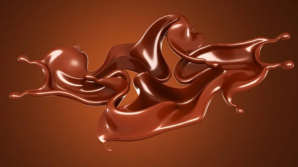 Всплеск, поток шоколада. 3D иллюстрация, 3D рендеринг . — стоковое фото