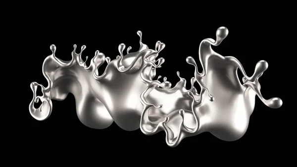 Ezüst fröccsenés. 3D illusztráció, 3D-s renderelés. — Stock Fotó