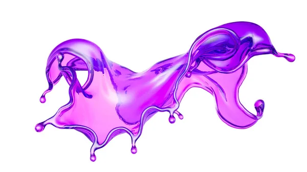 Una hermosa salpicadura de magenta de líquido. ilustración 3d, renderizado 3d — Foto de Stock
