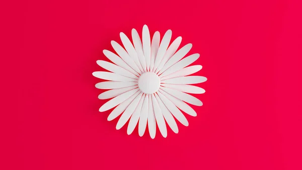 Pembe arka planda kağıt beyaz çiçek. 3d illüstrasyon, 3d ren — Stok fotoğraf