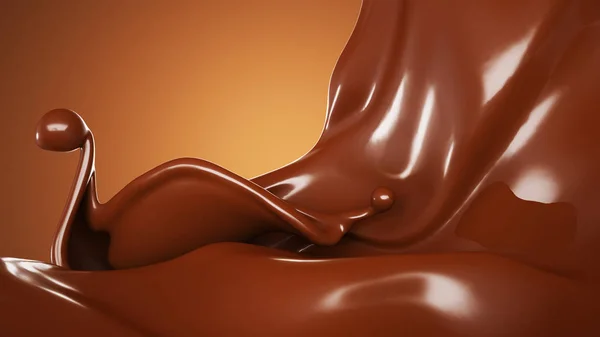 Splash, un flot de chocolat. Illustration 3d, rendu 3d . — Photo