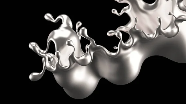 Salpicos de prata. Ilustração 3d, renderização 3d . — Fotografia de Stock