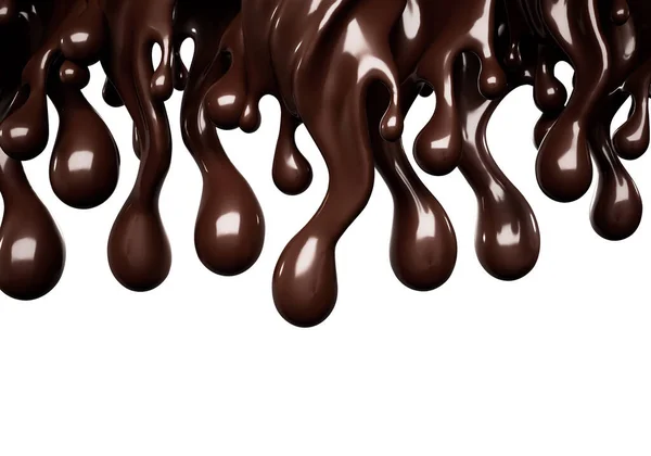 Μια σταγόνα μαύρης σοκολάτας. 3D απεικόνιση, 3d απόδοση. — Φωτογραφία Αρχείου