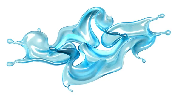 Vackert blått vattenstänk. 3D-illustration, 3D-återgivning. — Stockfoto