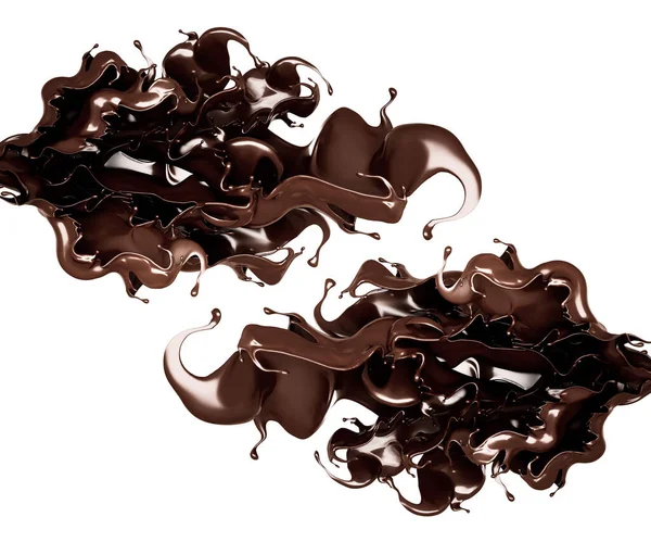 Bir tutam siyah çikolata. 3d illüstrasyon, 3d canlandırma. — Stok fotoğraf