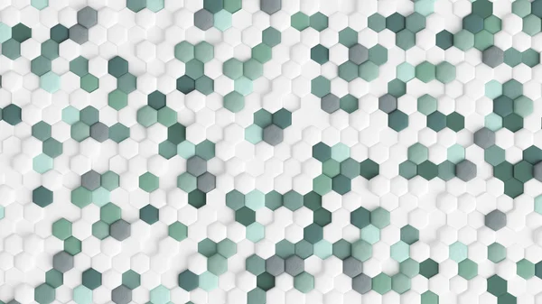 六角形の緑の抽象的な背景。3Dイラスト, 3d ren — ストック写真