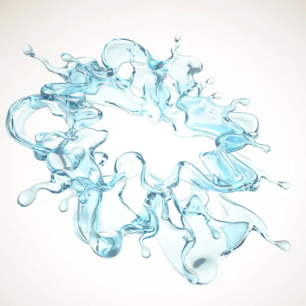 Ein blauer Spritzer Wasser. 3D Illustration, 3D Rendering. — Stockfoto