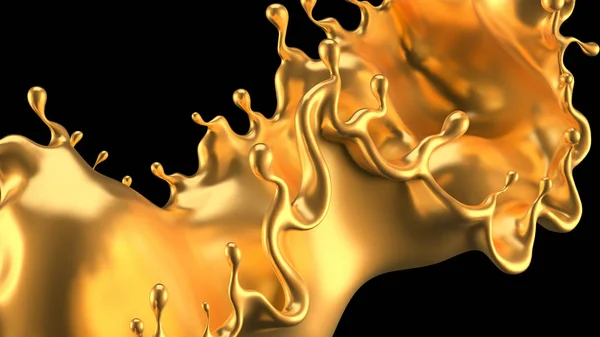 Splash gold. 3d illustration, 3d rendering. — 스톡 사진