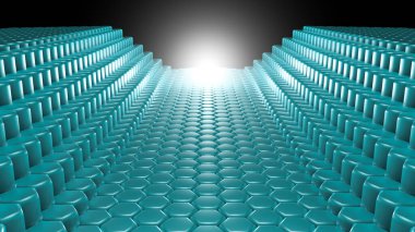 Turkuaz altıgen arka plan. 3d illüstrasyon, 3d canlandırma.