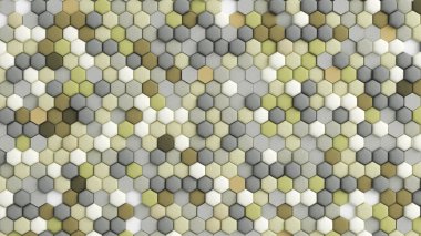 Altıgenli sarı bej soyut arkaplan. 3d illüstrasyon,