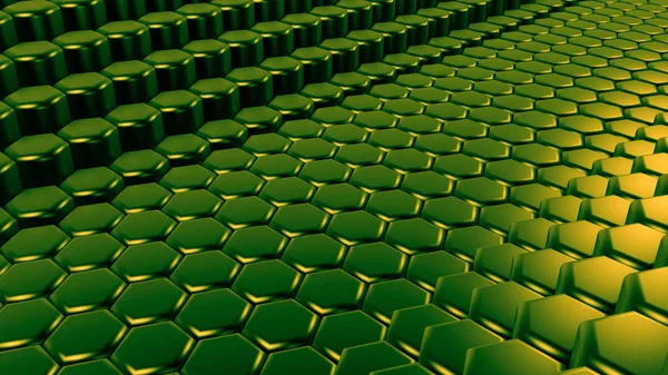 Grön hexagon bakgrund. 3D-illustration, 3D-återgivning. — Stockfoto