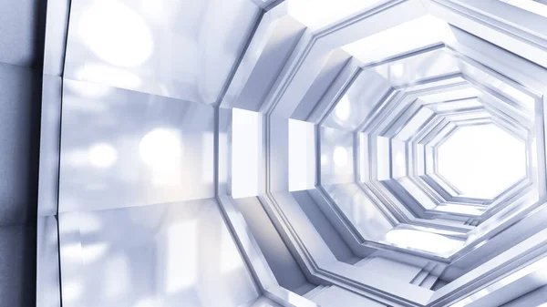 Fantastic futuristic space interior of the tunnel. 3d illustration, 3d rendering. — 스톡 사진