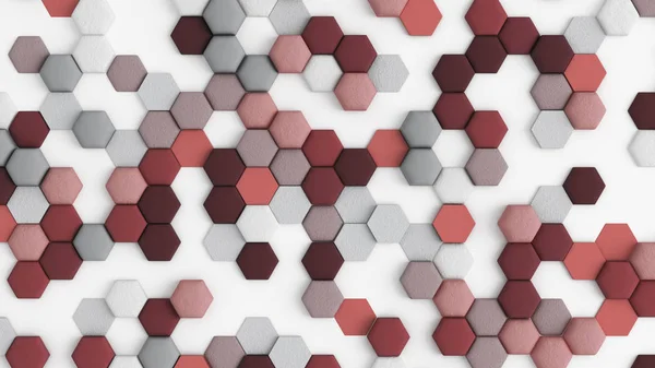 Fondo abstracto rojo blanco con hexágonos. Ilustración 3d, representación 3d . —  Fotos de Stock