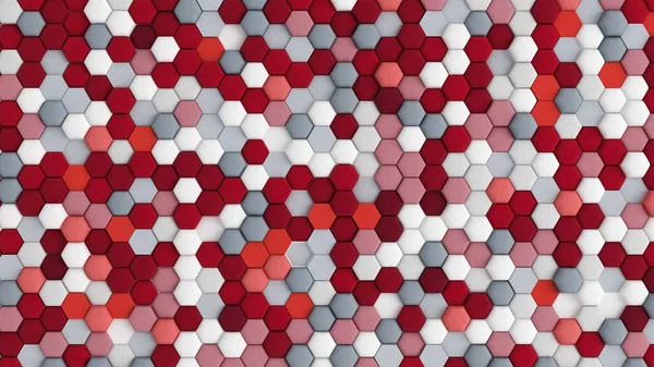 Fondo abstracto rojo blanco con hexágonos. ilustración 3d, 3d —  Fotos de Stock