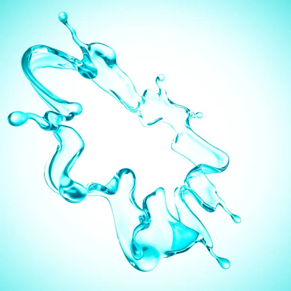 Une éclaboussure bleue d'eau. Illustration 3d, rendu 3d . — Photo