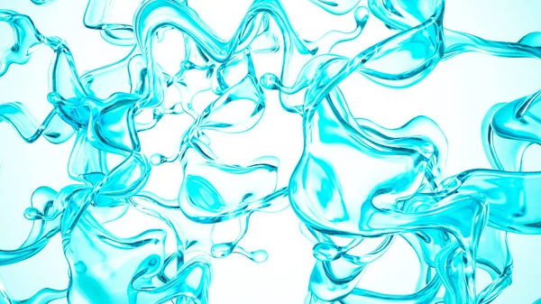 Una spruzzata d'acqua blu. Illustrazione 3d, rendering 3d . — Foto Stock