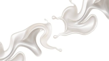 Bir tutam süt. 3d illüstrasyon, 3d canlandırma.