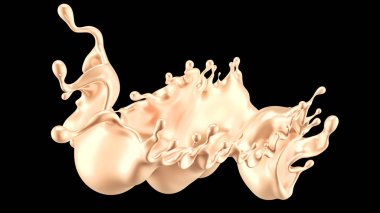 Altın sıçradı. 3d illüstrasyon, 3d canlandırma.