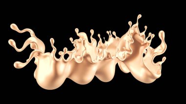 Altın sıçradı. 3d illüstrasyon, 3d canlandırma.