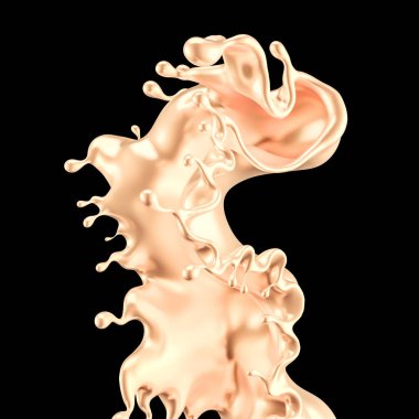 Altın sıçradı. 3d illüstrasyon, 3d canlandırma.